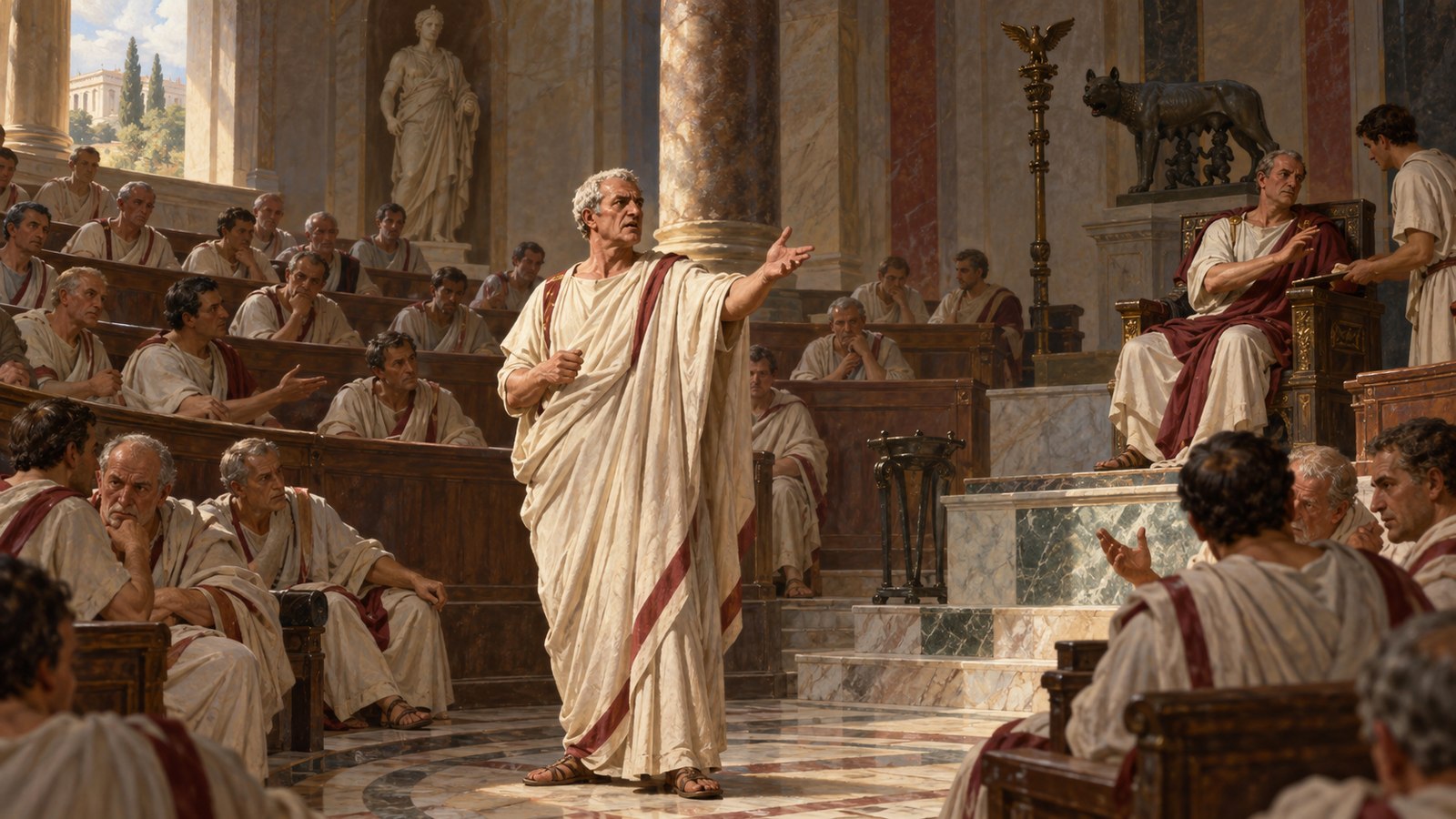 Gellius says a senator asked for an opinion could first address another subject and speak as long as he wished.