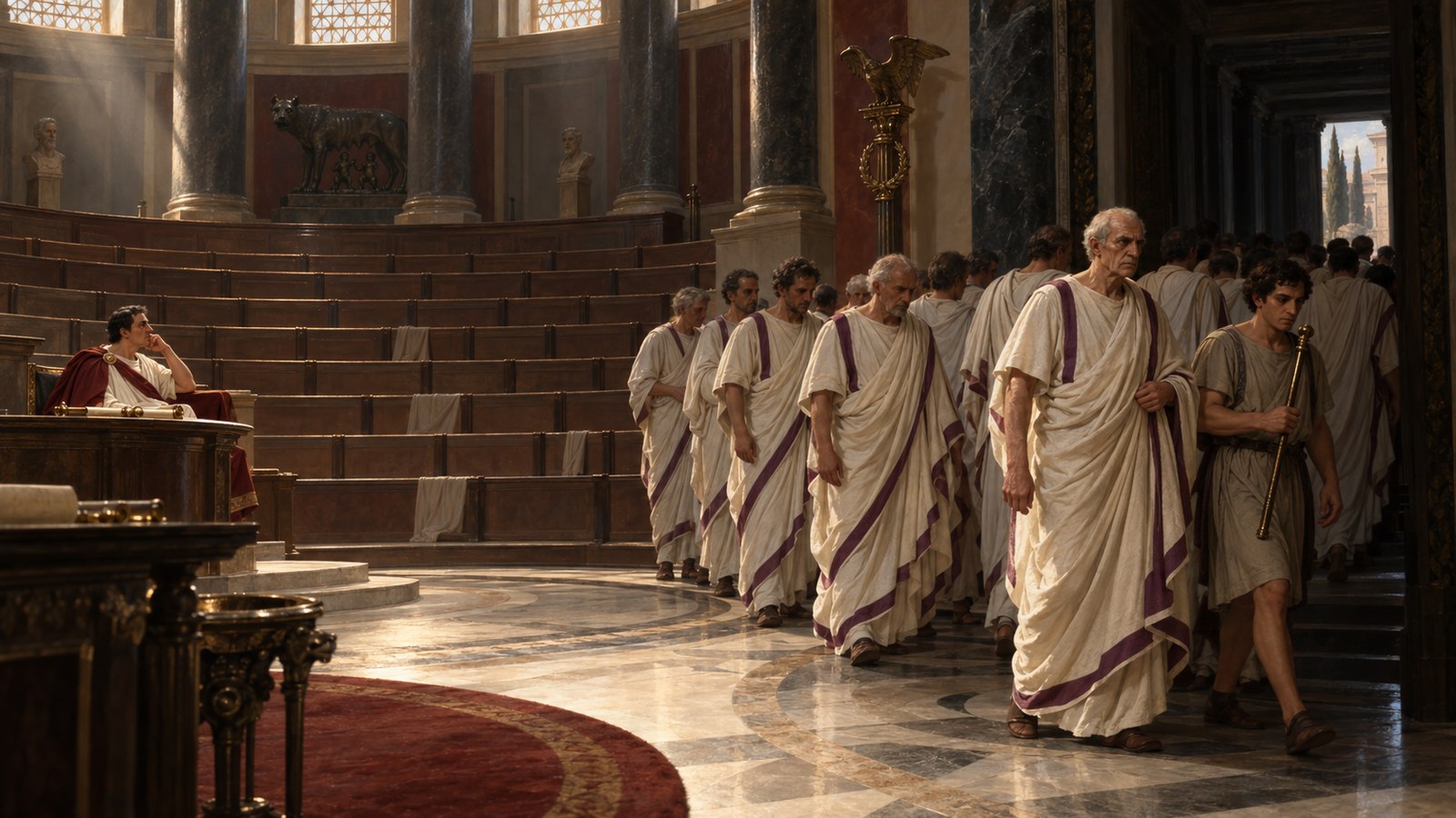 When Caesar ordered Cato taken to prison, the Senate rose as a body and followed him.