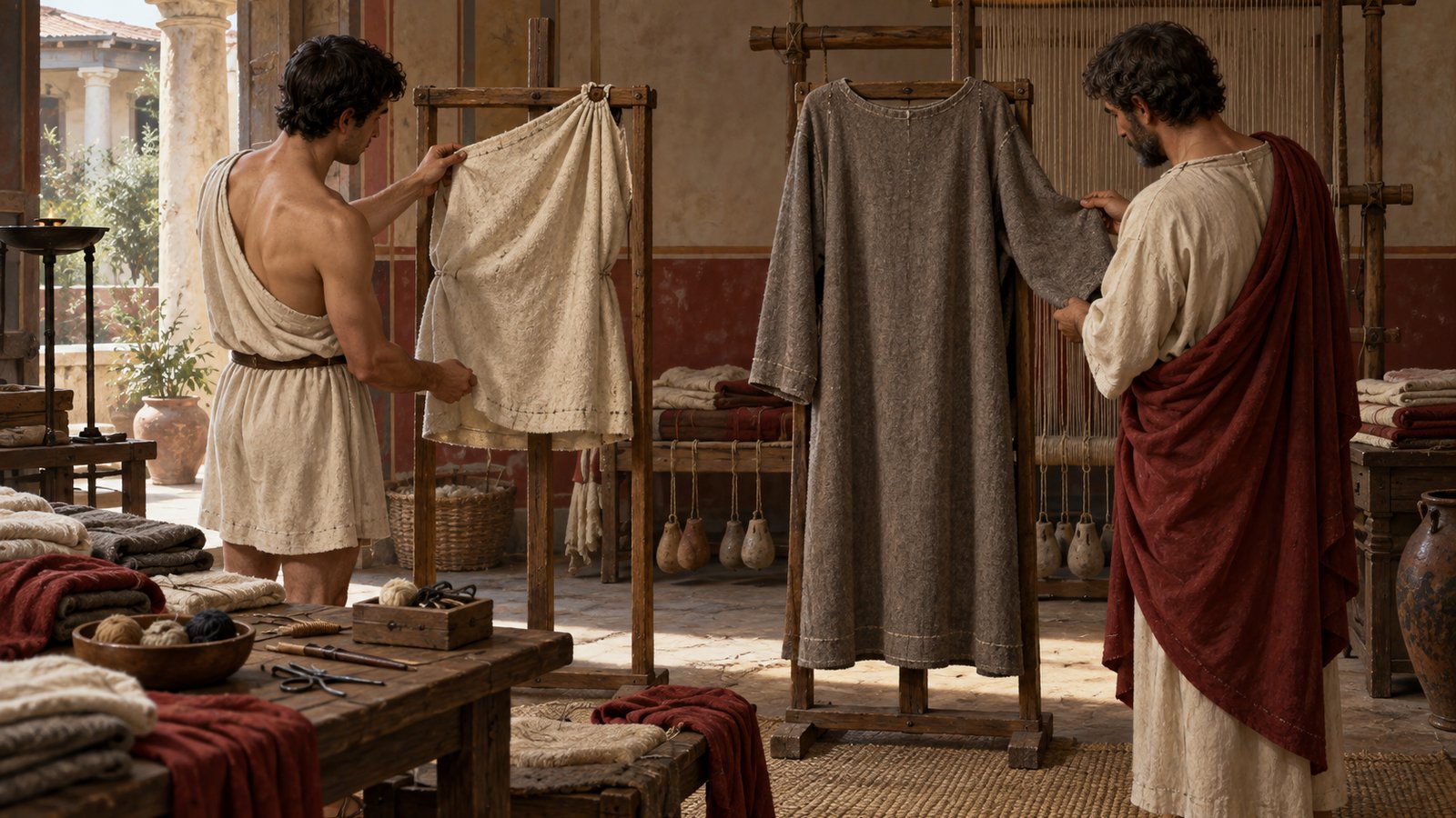 Gellius says tunics reaching the wrists or nearly the fingers were judged unbecoming for men in Rome and Latium.