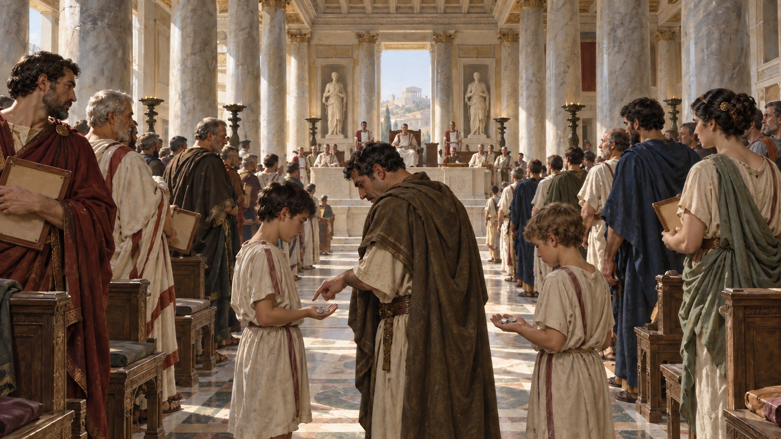 An agent could recruit applause in the basilica itself, turning unattentive bodies into a portable reputation service.