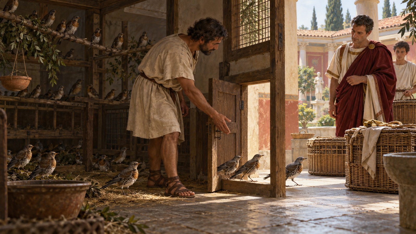 A smaller connected room let the caretaker remove market-ready birds without disturbing the flock left inside.