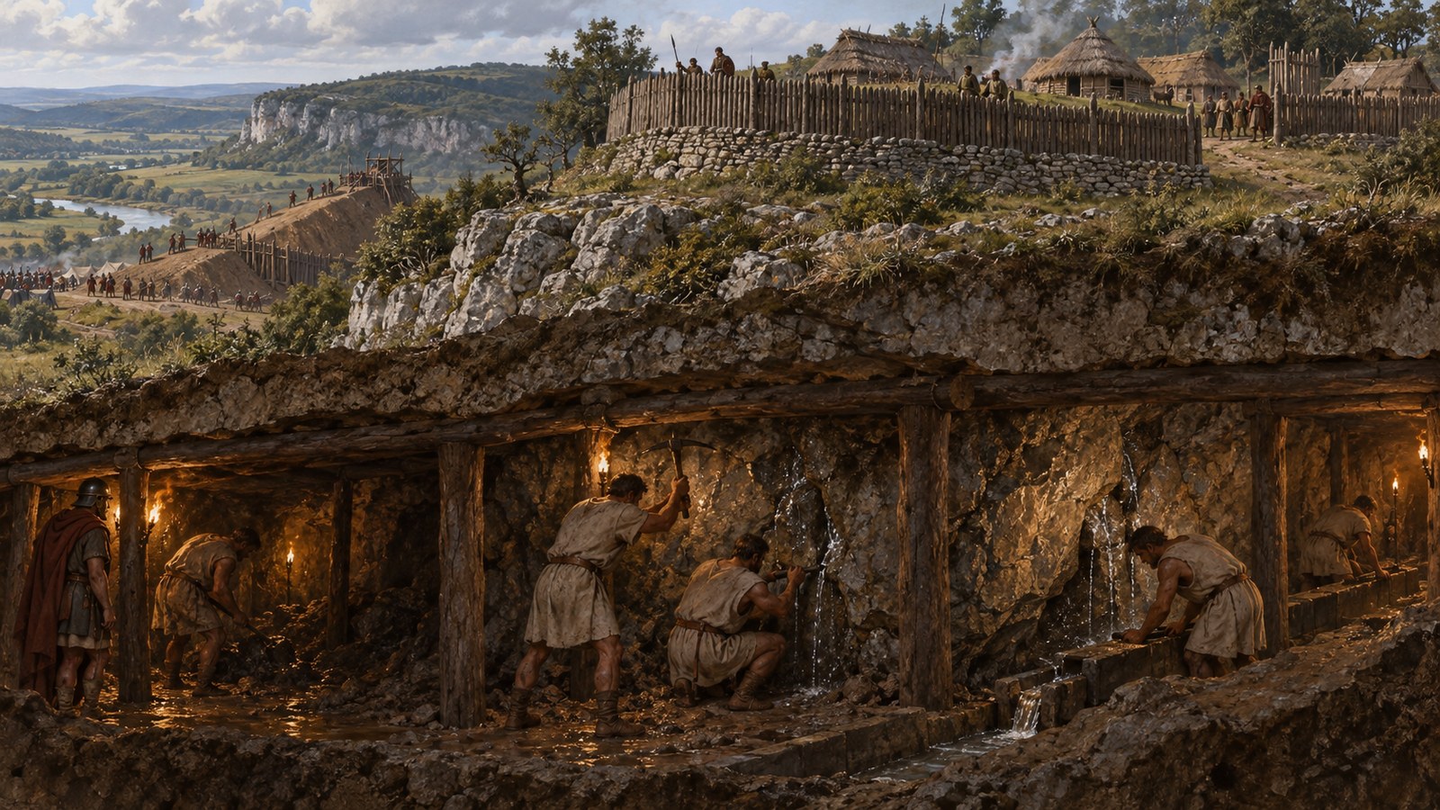 Archers, slingers and artillery turned the descent to water into an exposed route rather than trying to move the river itself.