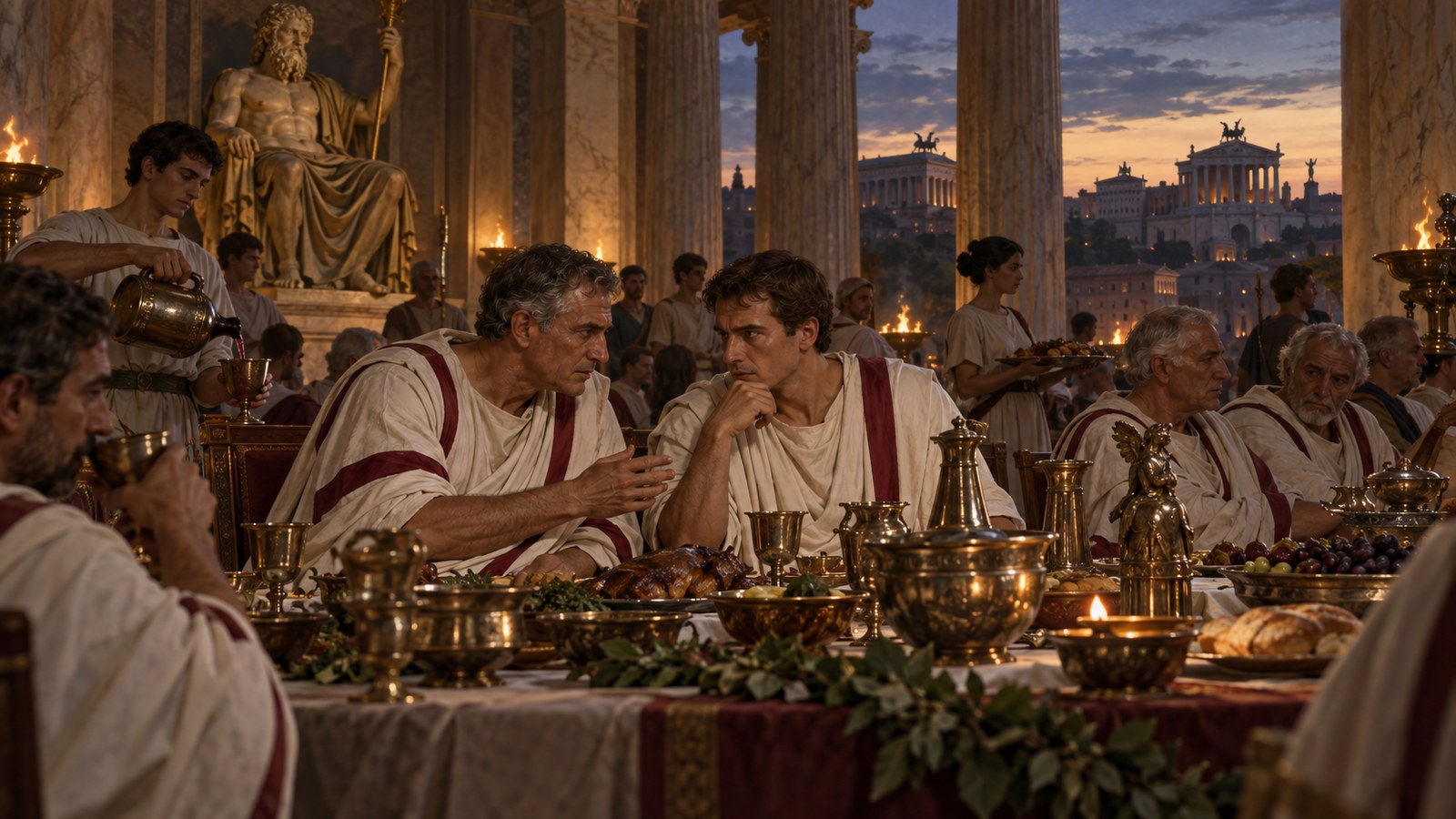 Gellius says Scipio and Gracchus were seated together at Jupiter’s Capitoline feast after years of political hostility.
