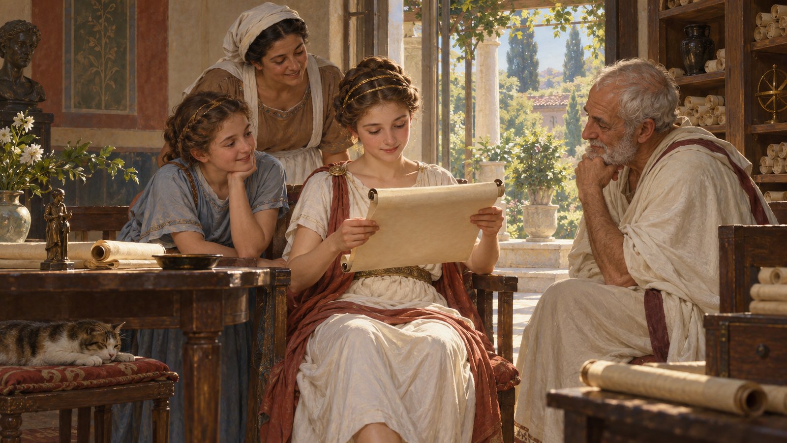 Pliny remembered a girl not yet fourteen reading quickly and loving her nurses, teachers and tutors according to each person’s place in her life.