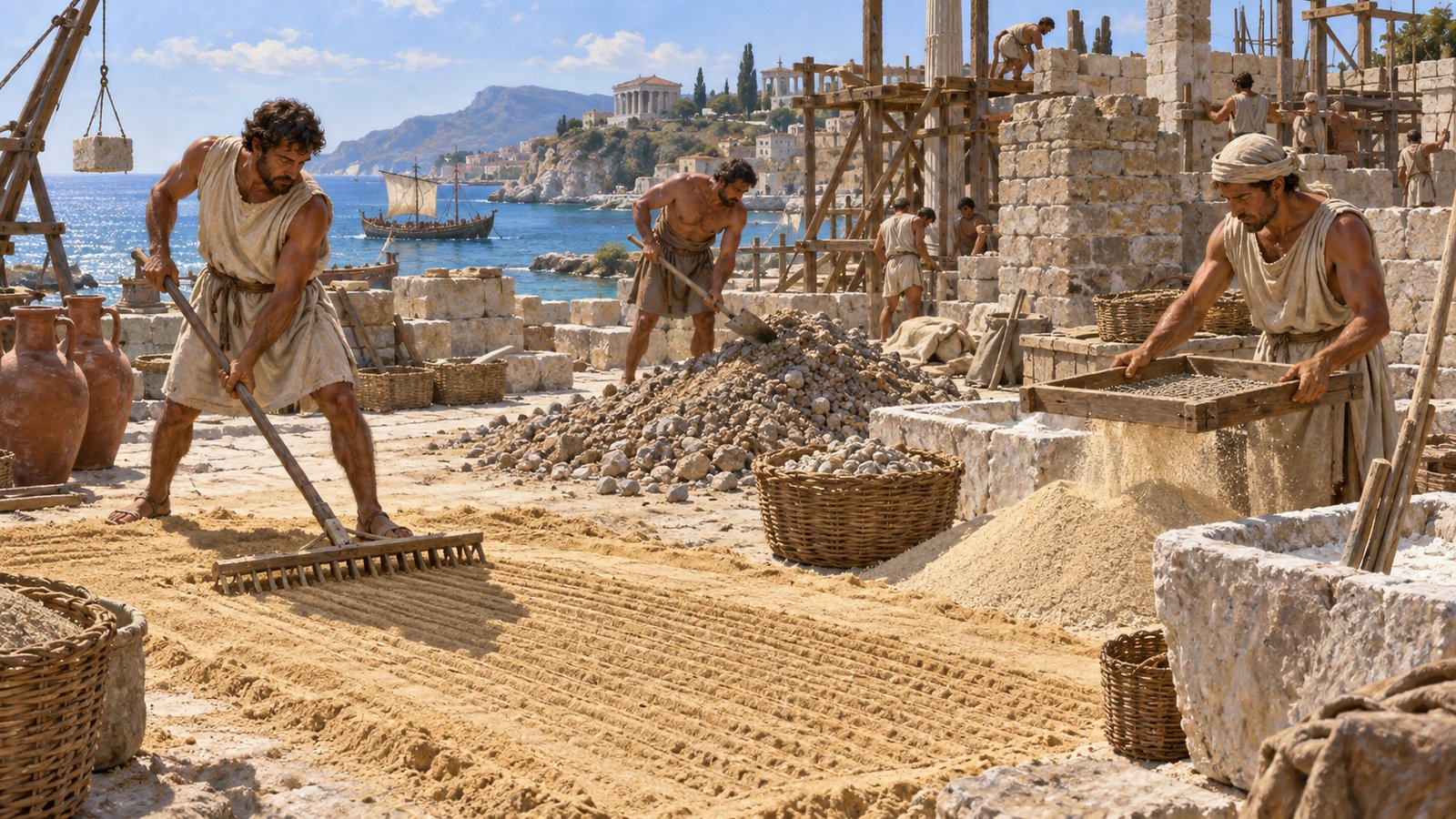 A second test put sand on white cloth and shook it off; clean material should leave no earthy stain.