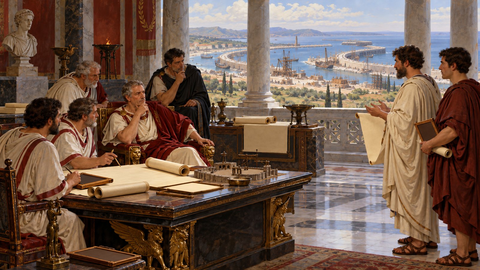 At Centum Cellae, Pliny presented Trajan’s council as a place where difficult accusations were examined over successive days.